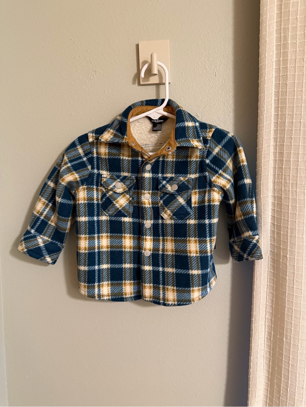 Eddie Bauer Blue, White & Mustard Plaid Button-Down Shirt Jacket